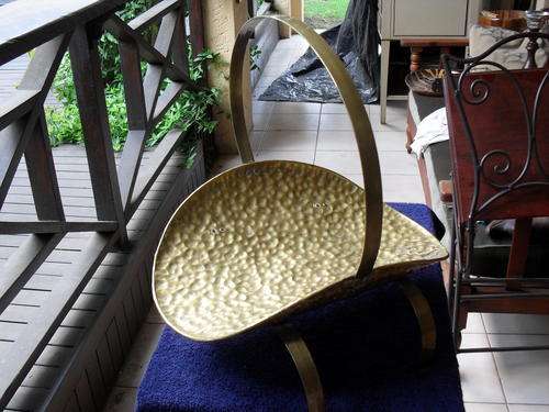 HAND BEATEN BRASS FIREWOOD LOG BASKET...NICE SIZE!!!
