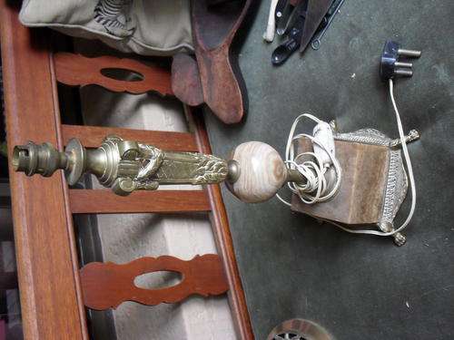 ABSOLUTELY STUNNING OLD??? BROWN MARBLE &  BRASS FOOTED  LAMP BASE THIS ONE IS NOT TO BE MISSED!!