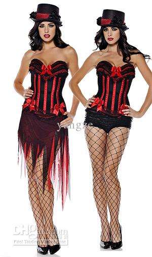 Red and Black Underwire Ruffles Corset