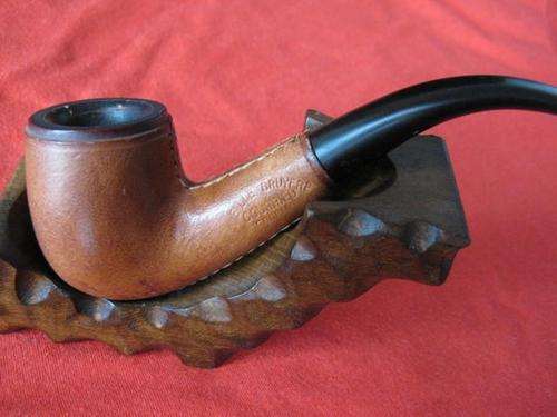 Courrieu pipe, made in France, with hand-stitched leather and Meerschaum lining and stand