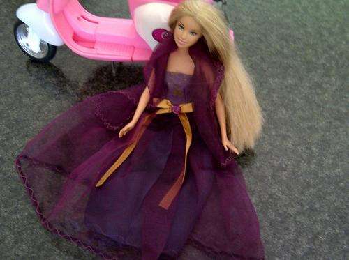 Beautiful barbie doll in gorgeous ball gown (excludes bike)