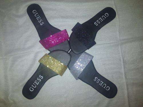 GUESS GLITTER SANDALS - GOLD, SIZE 4