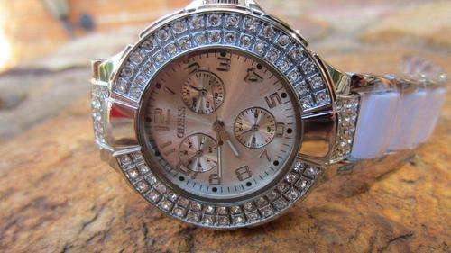 GUESS 3 DIAL SILVER ROUND DIAMOND FACE LADIES WATCH - LATEST ARRIVAL!!!!