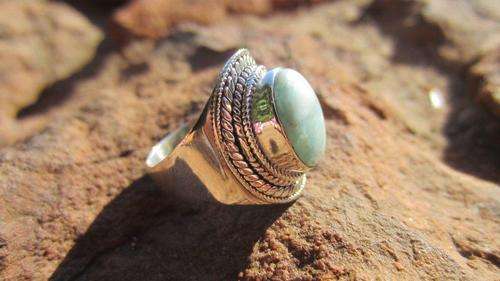 STERLING SILVER RING, WITH GENUINE LARIMAR GEMSTONE!!