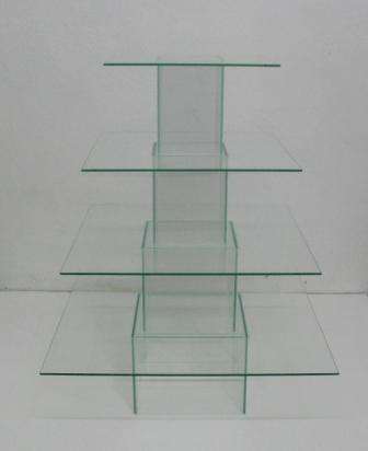 4 Tier Square Glass Stand Stackable