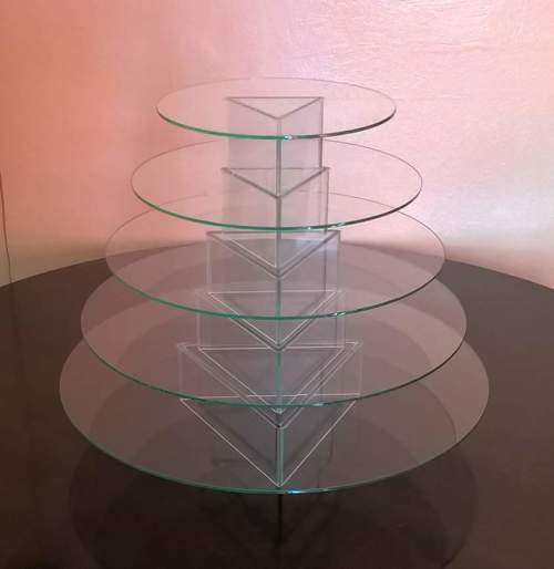 5 Tier Macaron/Cake/Cupcake Stand Round Glass