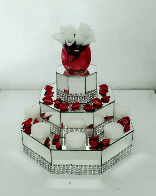 3 Piece Mirror Vase Set (8 Sided Octagon Vases)