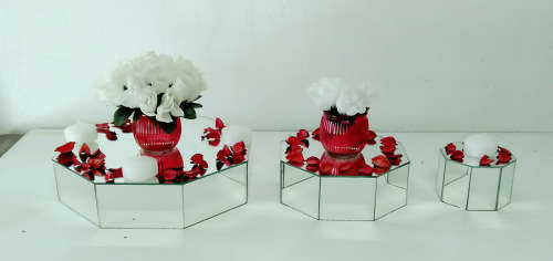 3 Piece Mirror Vase Set (8 Sided Octagon Vases)