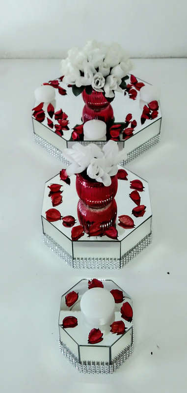 3 Piece Mirror Vase Set (8 Sided Octagon Vases)