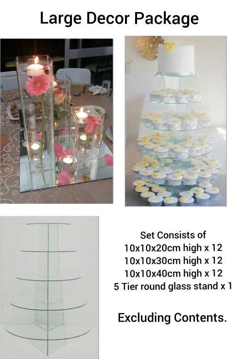 Large Table Decor Package Vases and Cake Stand