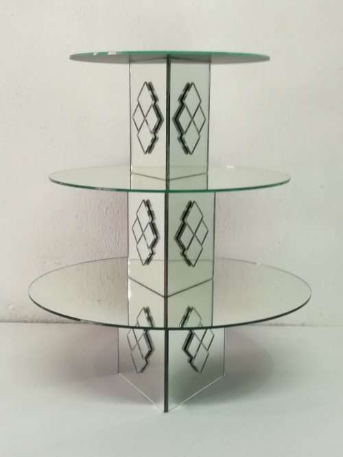 3 Tier Mirror Cake/Cupcake Stand with Design.(Please Read Description Before Ordering)