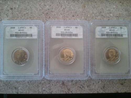 VERY NICE MANDELA BIRTHDAY COIN SET MS63, MS64, MS65