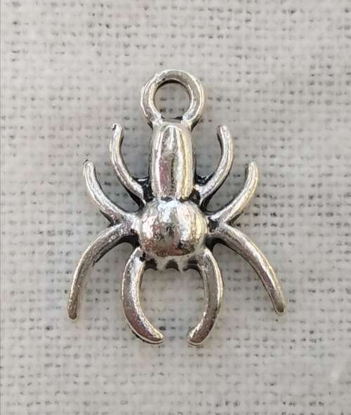 Spider Charm, Tibetan Silver Alloy. 18 x 14 x 3mm, hole 2mm