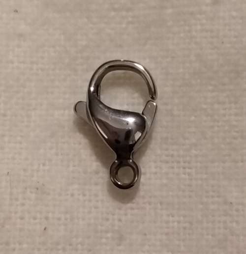 Stainless Steel Lobster Clasp. 13mm x 8mm x 4mm, hole1.5mm