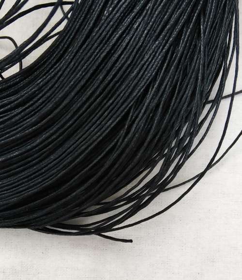20m Wax Cotton Cord, Black 1mm thick (80c per meter)