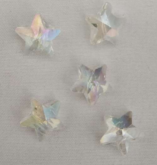 1 x Strand Electroplated Glass Beads, Star Shape. 9.5mm x 10mm x 5.5mm, hole 0.9mm (50 Beads)