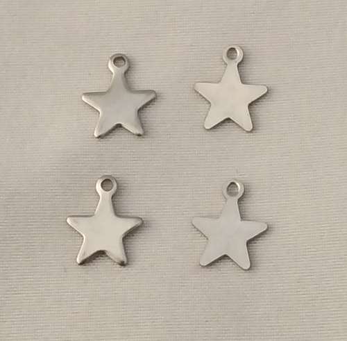 25 x 304 Stainless Steel Charms, Star 10mm x 8mm, hole 1mm