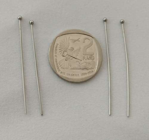 20 x 304 Stainless Steel Ball Headpins, 40mm x 0.7mm