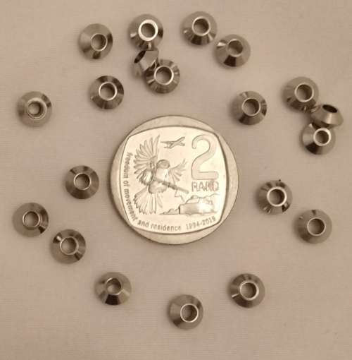 40 x Stainless Steel Bicone Bead. 6mmx 3mm, hole 2.5mm