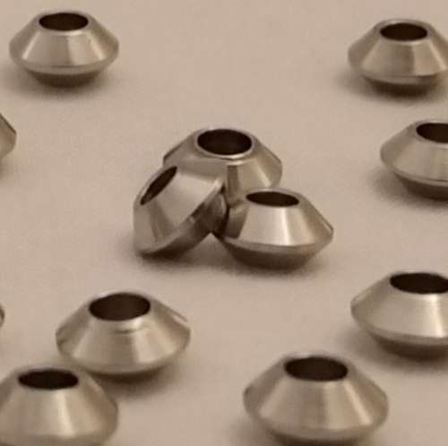 40 x Stainless Steel Bicone Bead. 6mmx 3mm, hole 2.5mm