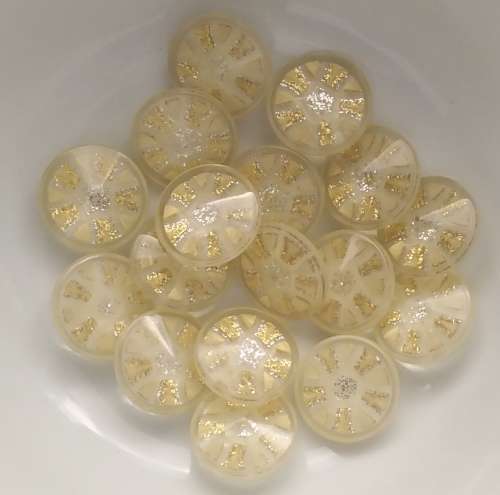 17 x Cream and Gold Resin Buttons, 12mm