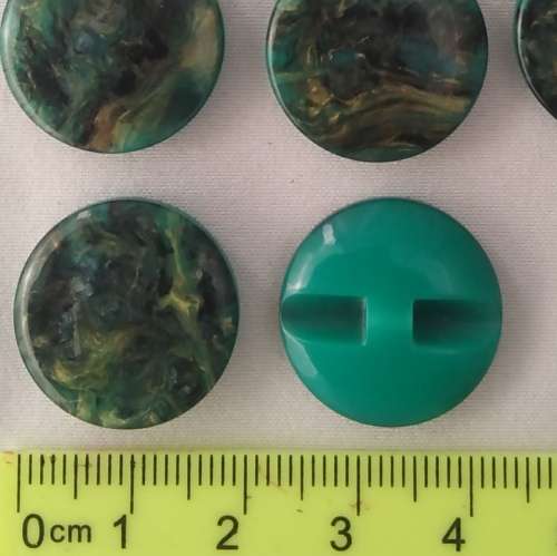 11 x Green and Gold Marble Design Buttons, 20mm