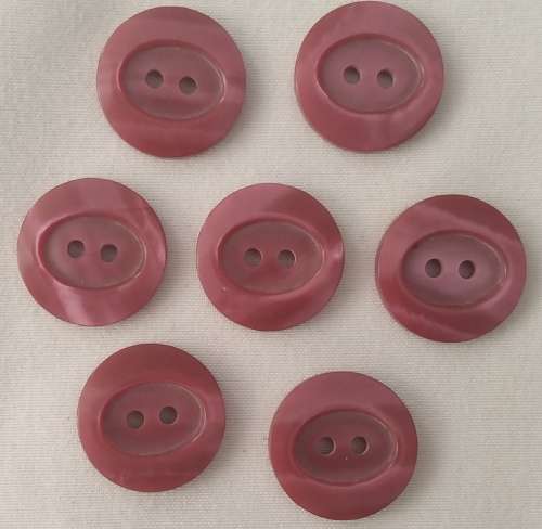 7 x Purple Resin Buttons, 16mm