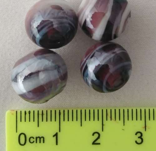 1 x Purple and White Lampwork Glass Bead, Round approx. 10mm, hole 1.5 - 2mm