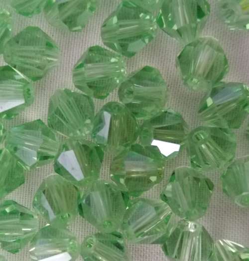 10 x Glass Bicone Beads, Light Green. 6mm x 5mm