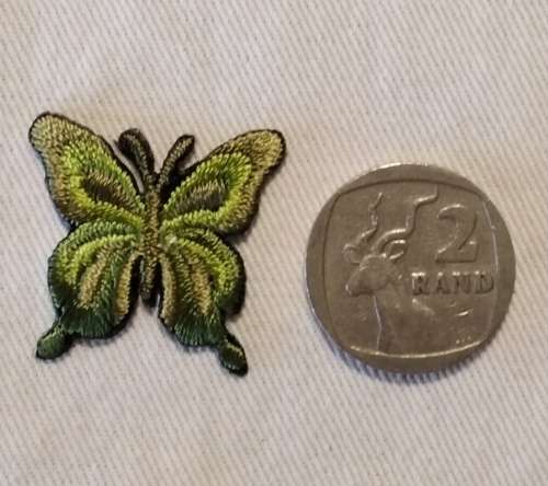 2 x Butterfly Iron On Patches, Green 24mm x 27mm