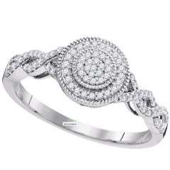 Beautiful Diamond Ring 10kt White Gold Natural Diamonds 0.375Ct