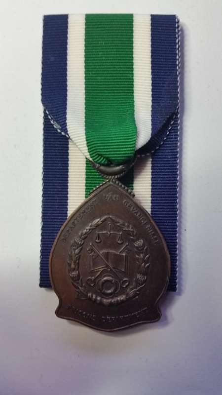 SA Prison's Service Faithful Service medal