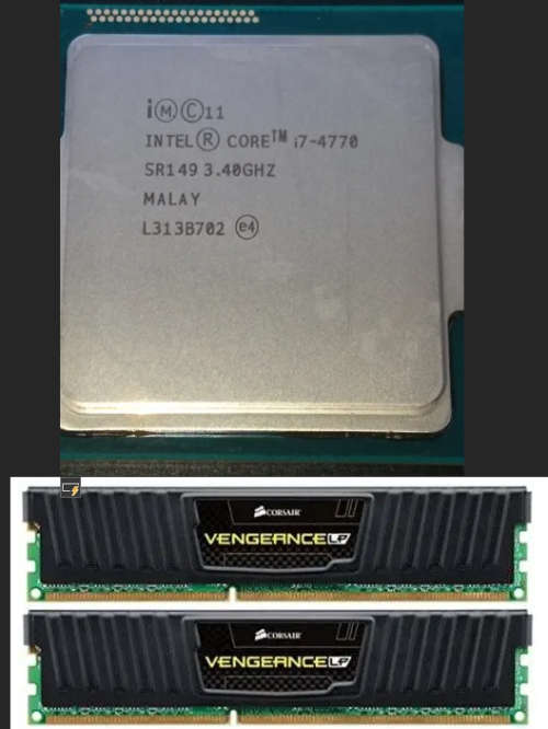 Intel i7-4770 3.4Ghz CPU with Fan (Socket 1150) with Corsair 8GB Memory kit DDR3