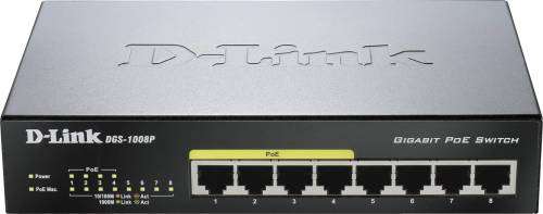 D-Link DGS-1008P 8-port Desktop with 4 PoE Ports Unmanaged Switch Gigabit Ethernet