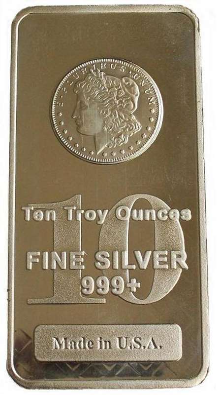 10 Troy Oz Fine Silver Bar 999+