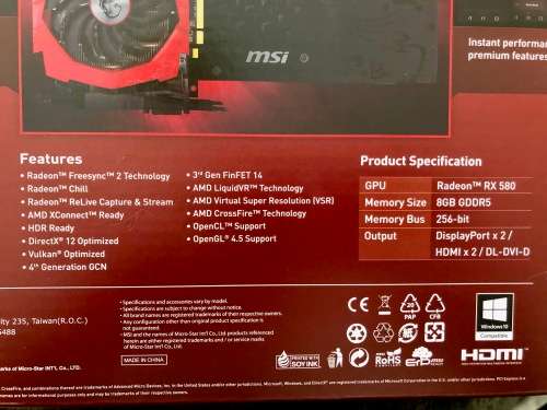 MSI AMD RX580 Gaming X 8Gb