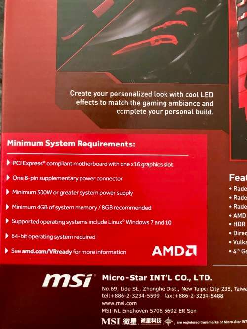 MSI AMD RX580 Gaming X 8Gb