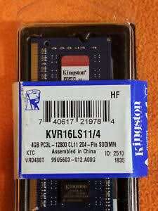 Kingston Kvr16LS11/4  4Gb Pc3L-12800 CL 11