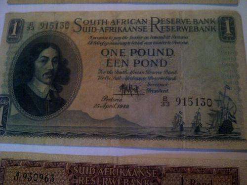 1949 ZAR one pound bank note