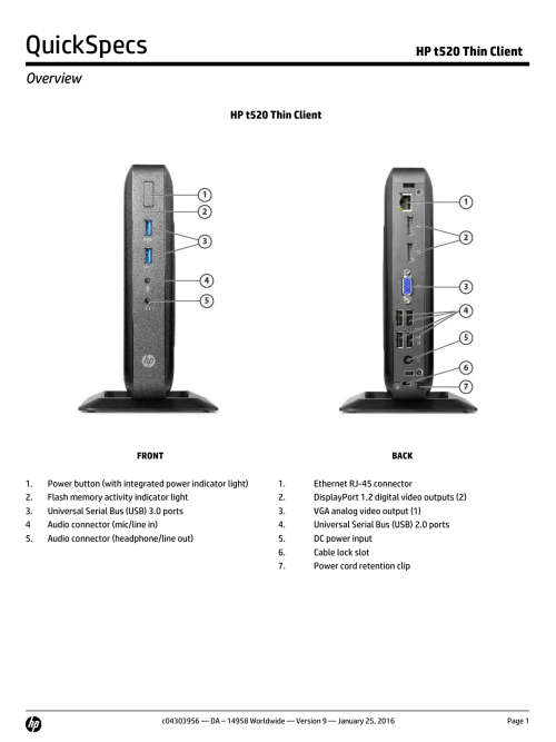 HP T520 THIN CLIENT | AMD GX-212JC | 4GB | 16GB SSD | WINDOWS 10 PRO