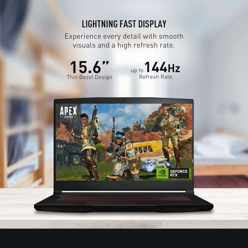 MSI THIN GF63 15.6 144Hz GAMING LAPTOP, 12th Gen CORE I7, 16GB DDR4, 512GB NVMe SSD, NVIDIA RTX 4050