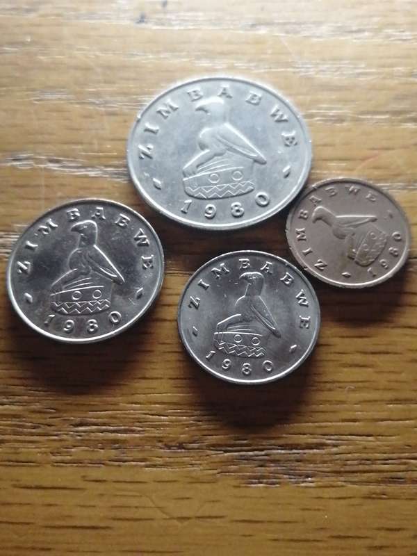 Zimbabwe 1980 $1.. 20c.. 10c.. 1c.. Coins