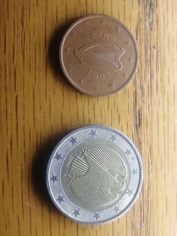 2002 Euro coins German 2 Euros.. Eire 5 euro cents