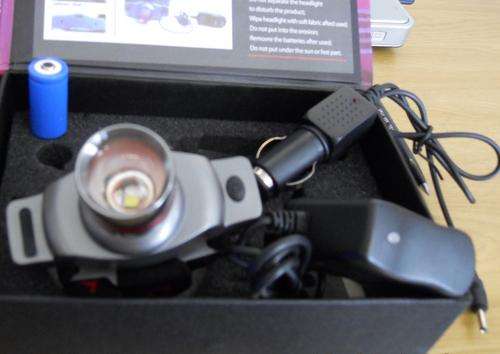 12v and 220v rechargeable cree L.E.D. headlamp + spare battery
