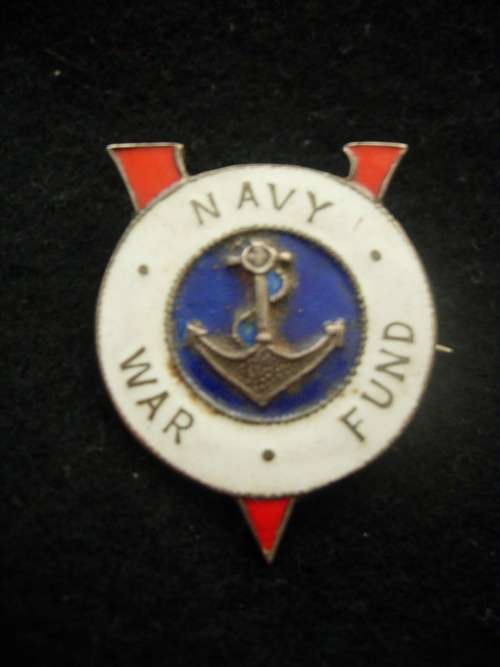 ROYAL NAVY WAR FUND - WW2 - SILVER & ENAMEL