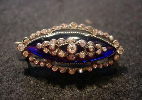 FRENCH GEORGIAN SILVER & ENAMEL PASTE BROOCH