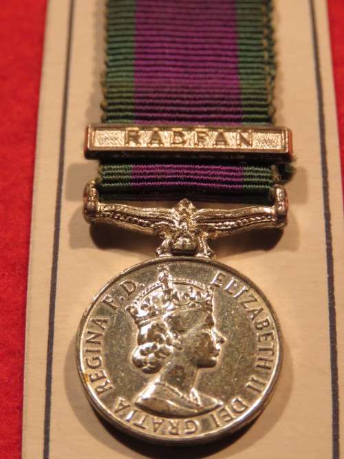 BRITISH - GENERAL SERVICE MINIATURE MEDAL -' RADFAN 'CLASP