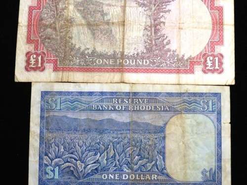 RHODESIA - £1 + $1 NOTES