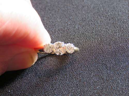 18CT GOLD DRESS RING set with THREE DIAMONDS