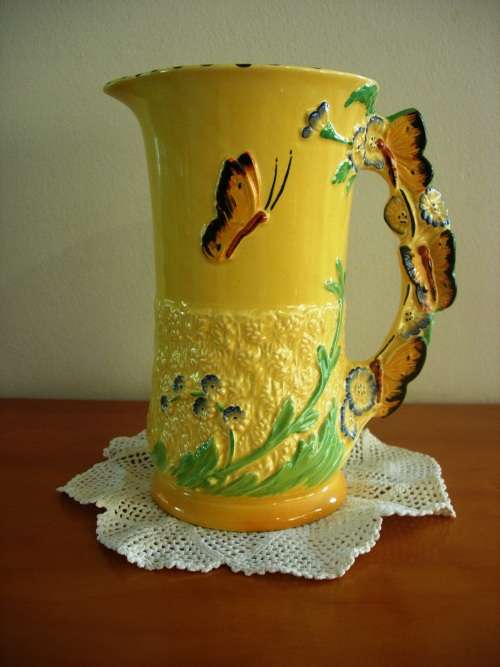 Burleigh Ware Art Deco Flower Jug with Butterfly Handle c1939